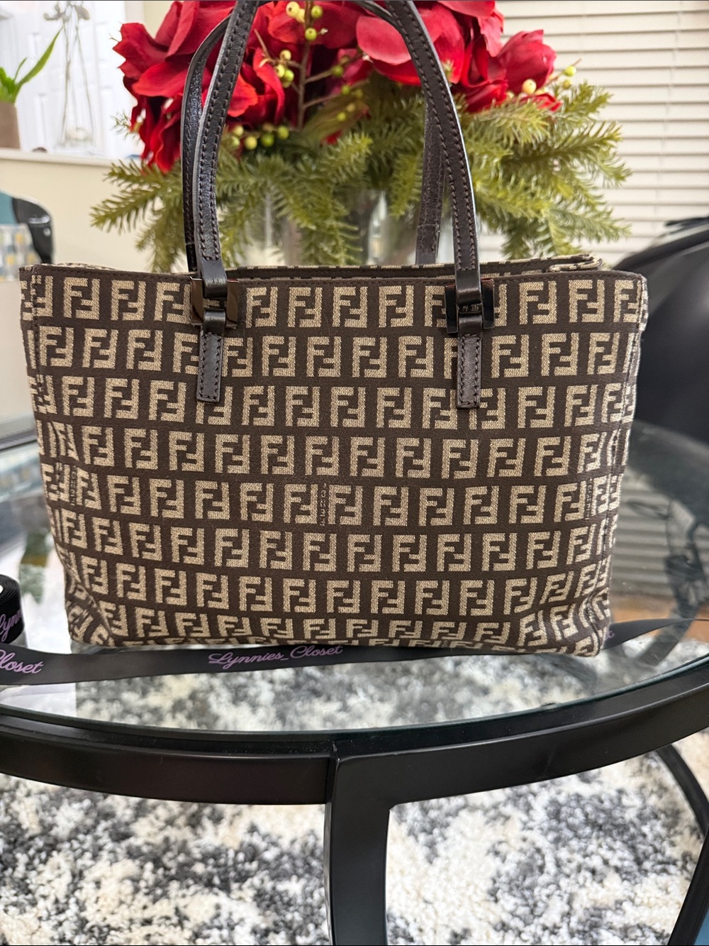 Fendi Brown & Tan FF Logo Canvas Tote